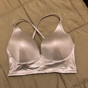 Metallic Silver Bra Top